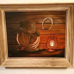 Origional Oil Western Still-life Painting!